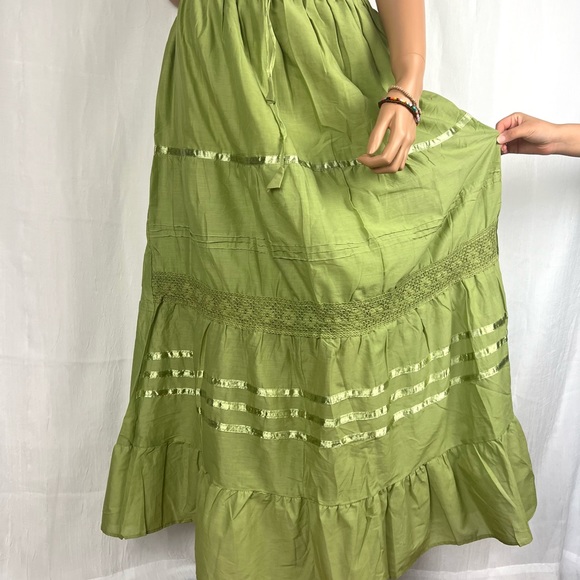 Cottagecore Long Skirt Olive Green - Picture 9 of 13